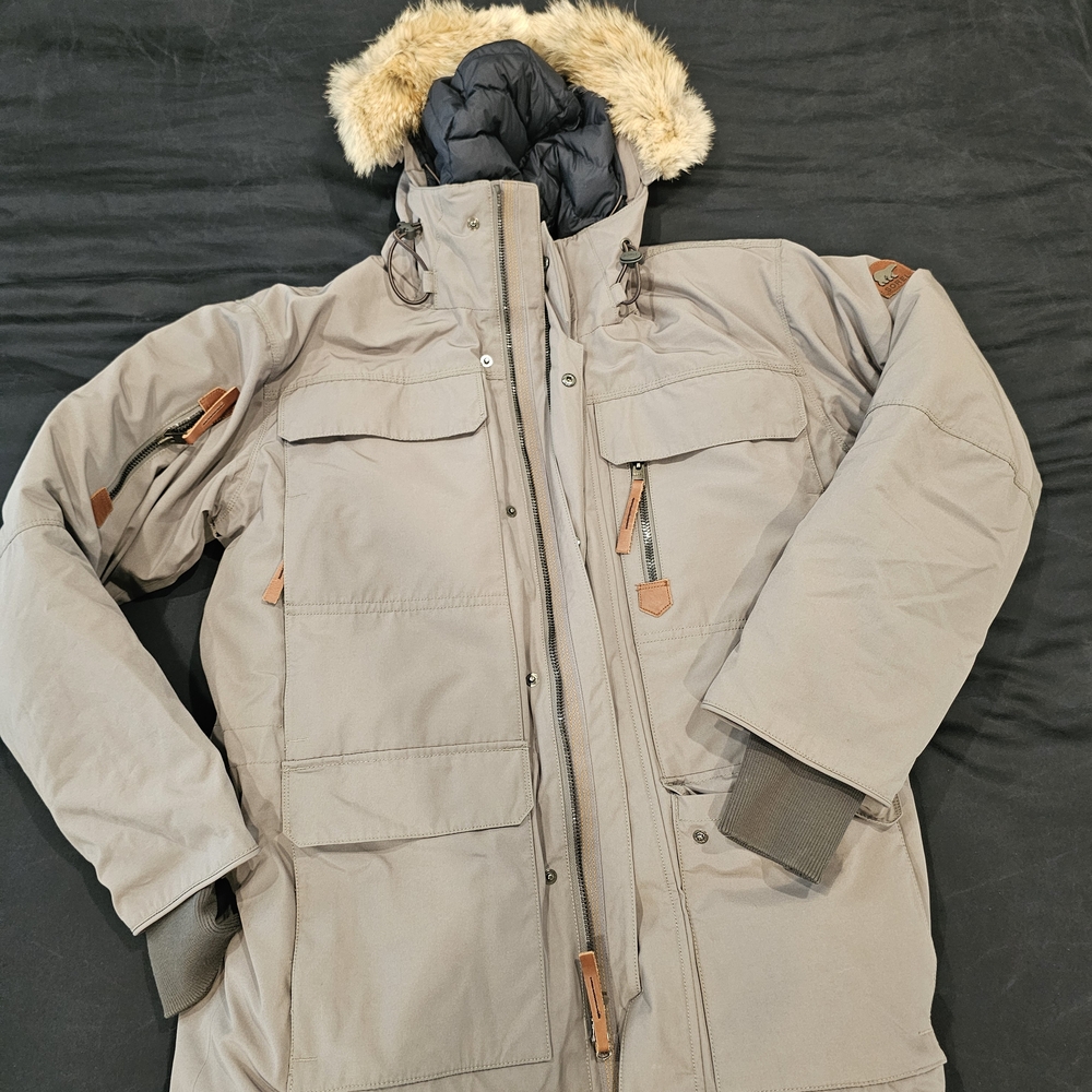 Sorel Men's Beige Insulated Jacket with Faux Fur Hood